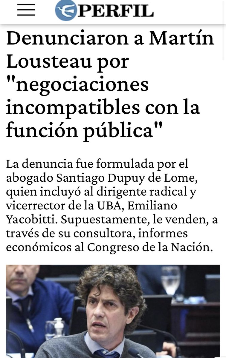 💣🧨BOMBAZO | DENUNCIARON A LOUSTEAU, YA QUE A TRAVÉS DE SU CONSULTORA LCG, COBRÓ POR INFORMES DE CONSULTORIA AL CONGRESO. TAMBIÉN, CURRABA POR LA UBA JUNTO A YACOBITI

Las auditorias de Milei pondrian en jaque a Lousteau y Yacobiti. Aparte involucra el hospital de clinicas.