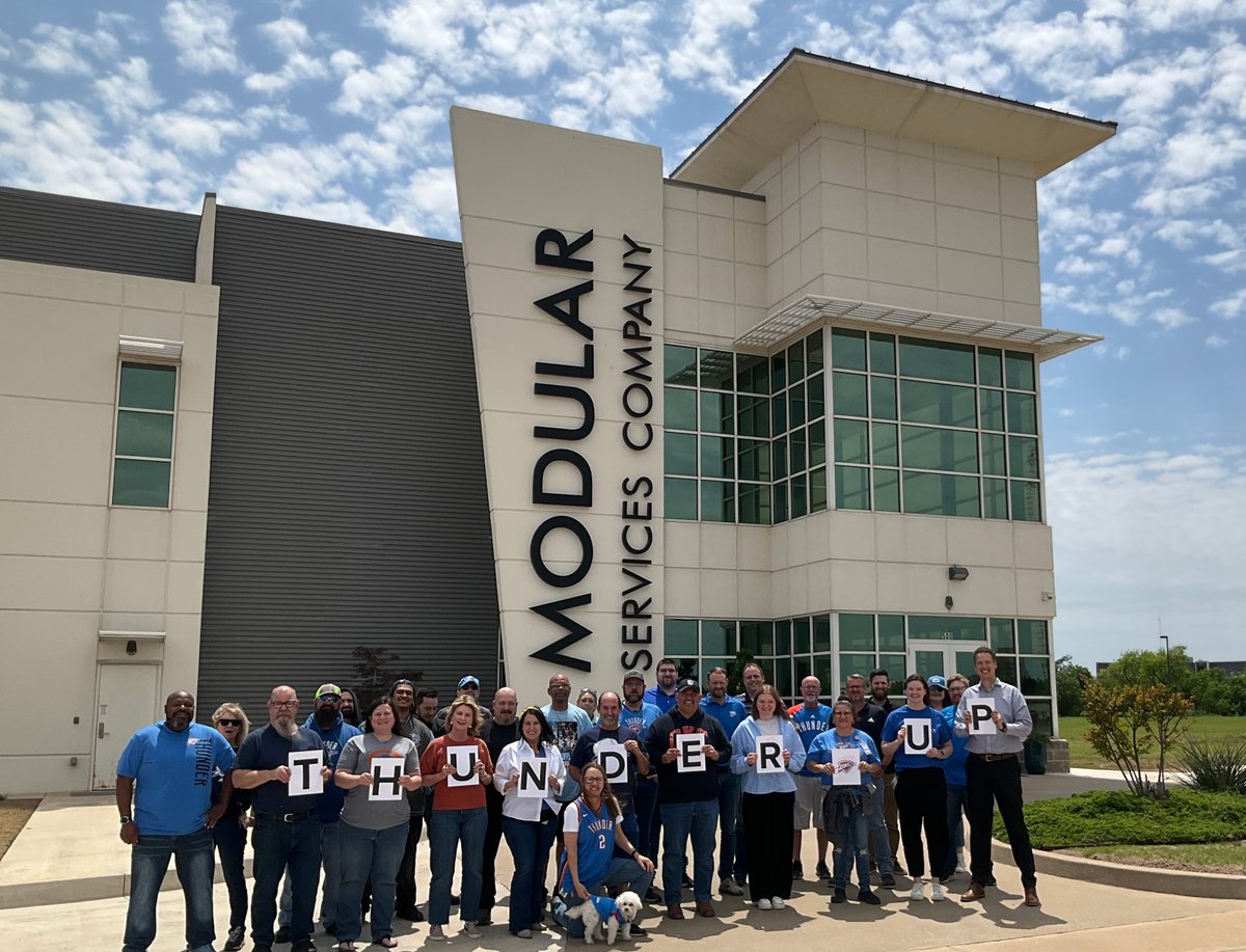 ModularServices's tweet image. When the @okcthunder hit the court, we&apos;re here to support! Rallying behind our local  team with all-out enthusiasm from everyone here at Modular! 🏀 Time to secure another playoff win!  Let&apos;s GOOO! ⚡️

#thunderup #OKC #gomodular #keepitlocal