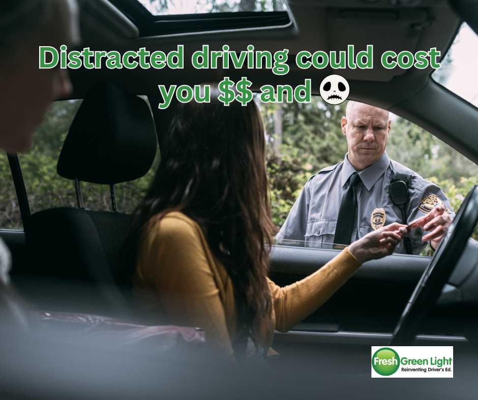Don't let #distracteddriving cost you money 💸 or your life! 😇 Put the distractions away and #justdrive.

#fglcares #freshgreenlight #driversed #drivingschool #teendriver #safedriver #safedrivingtips #distracteddrivingawareness #DistractedDrivingAwarenessMonth #putthephonedown