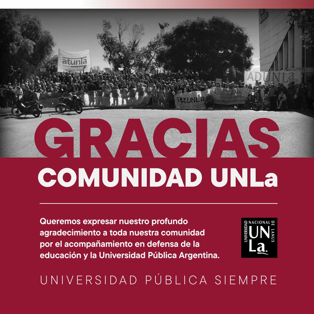 👏🏼👏🏼👏🏼👏🏼
#ComunidadUNLa #SomosUNLA #OrgulloUNLa #UNLA #granmarchauniversitaria #UniversidadPublica #UniversidadPublicaSiempre #SomosUNLA #OrgulloUNLa #UNLA #granmarchauniversitaria #UniversidadPublica #UniversidadPublicaSiempre #universidadargentina