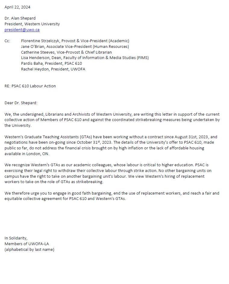 The UWOFA Librarians and Archivists have been out supporting the @PSAC610 GTAs! If you are heading out to the picket line visit the amazing @westernuFIMS grad library to make a poster or button! @WesternU @westernuProvost