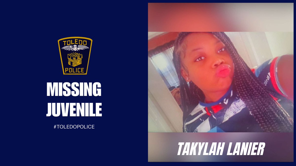 MISSING JUVENILE: Takylah Lanier, 11, missing from the 800 block of Oak St. Takylah Lanier is 5’2, 110lbs with brown hair and hazel eyes. Lanier was last seen around 9 am on 04/24/24 Anyone with info, please call or text Crime Stoppers at 419-255-1111 #toledopolice