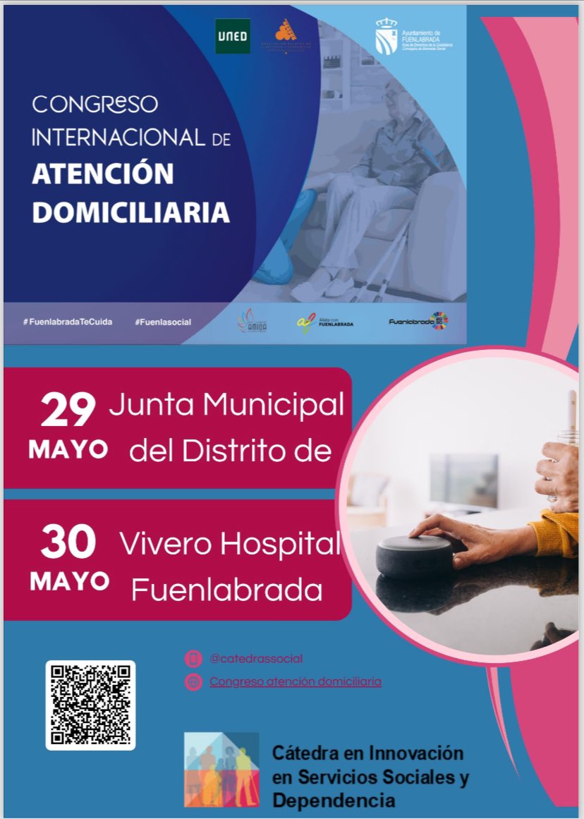 3er Congreso Nacional de Atención Domiciliaria
Fecha: 29-30 mayo  2024
INSCRIPCIÓN GRATUITA
Para preinscribirse en el Congreso puede dejar sus datos pinchando en el siguiente formulario:
forms.office.com/e/xVLBq3DNxA
Acceso para enviar las buenas prácticas:
forms.gle/Az3Z92bn83JQjy…
