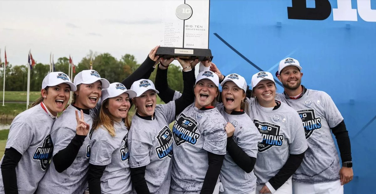 .@IndianaWGolf’s 1st Big Ten title since '98 was especially impressive considering its starting five is all transfers: Caroline Craig (Georgia) Carolina Smith (Wake) Maddie May (Ole Miss) Chloe Johnson (Furman) Faith Johnson (Furman) Dangerous 9 seed in East Lansing Regional!