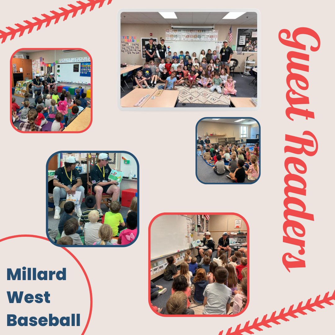 MPS_Reagan's tweet photo. We were able to welcome the Millard West Wildcats baseball team today as guest readers.  The excitement radiated throughout the building!  Go Wildcats! #proud2bMPS https://t.co/UwGUD0g4Bi