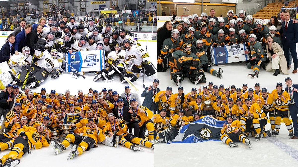Five Adrian College hockey teams appeared in National Tournaments during the 2023-24 season with four advancing to the semifinals, and two winning National Championships. Frozen Victories: Adrian College Hockey's Rise to the Top 📰tinyurl.com/mth8ybyx #ACHA #d3hky #GDTBAB