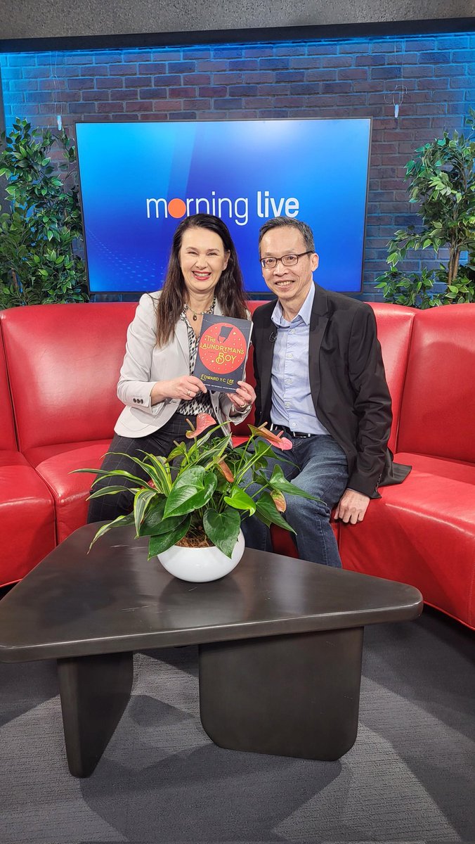 AnnetteHamm's tweet photo. I really enjoyed chatting with @edwardyclee about his debut novel 'The Laundryman's Boy' (set in St. Catharines) on @morninglive.  He's part of the Grimsby Author Series this Friday night @GrimsbyLibrary https://t.co/zhuCur8Dbb