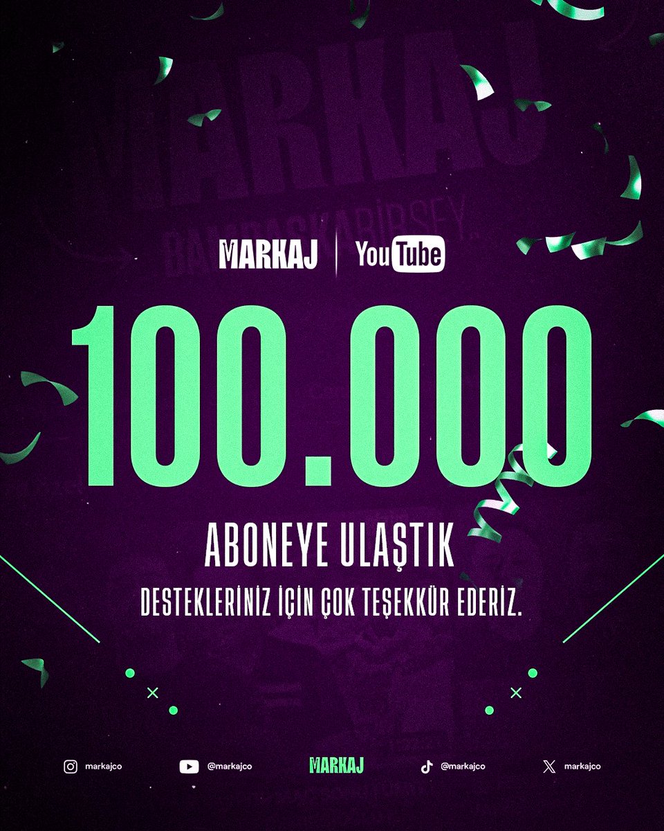 MARKAJ YouTube kanalımız 100.000 aboneye ulaştı! 🥳

Desteğini bizden esirgemeyen tüm takipçilerimize teşekkür ederiz. Birlikte büyüyoruz. 💚💜