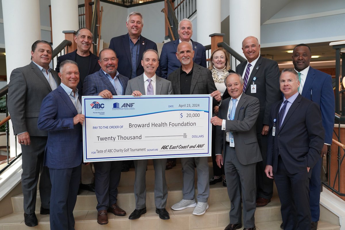 @abceastflorida and @anfgroup joined forces to present @BrowardHealth with a $20,000 donation from their successful golf tournament. Thank you to all who participated and made this generous gift possible.🏌️‍♂️👨‍⚕️ #CommunitySupport #GivingBack