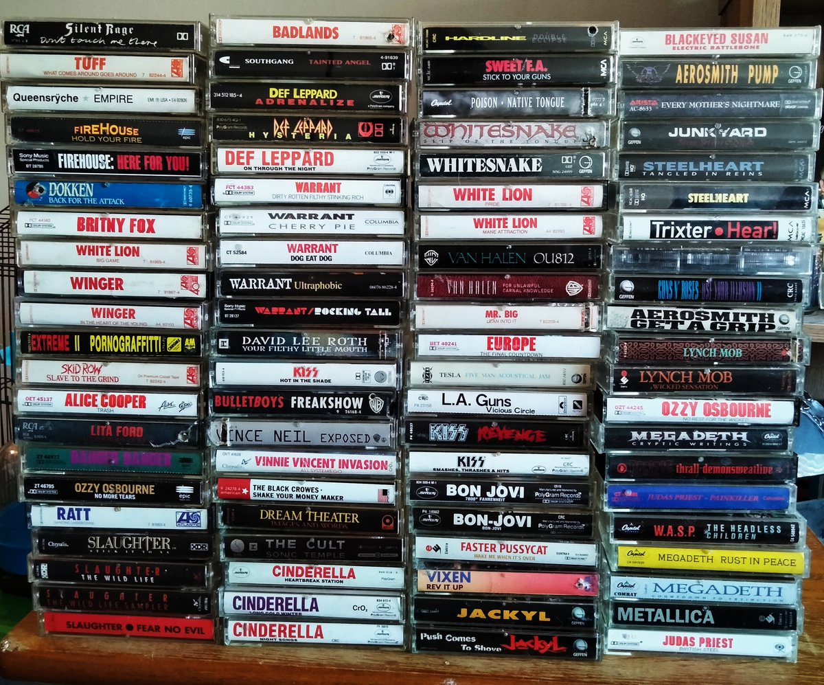#WaybackWednesday 

Part of my collection 
of cassettes 

Which are your favorites 
Do still have yours?

* The one that's turned around is GN'R Lies