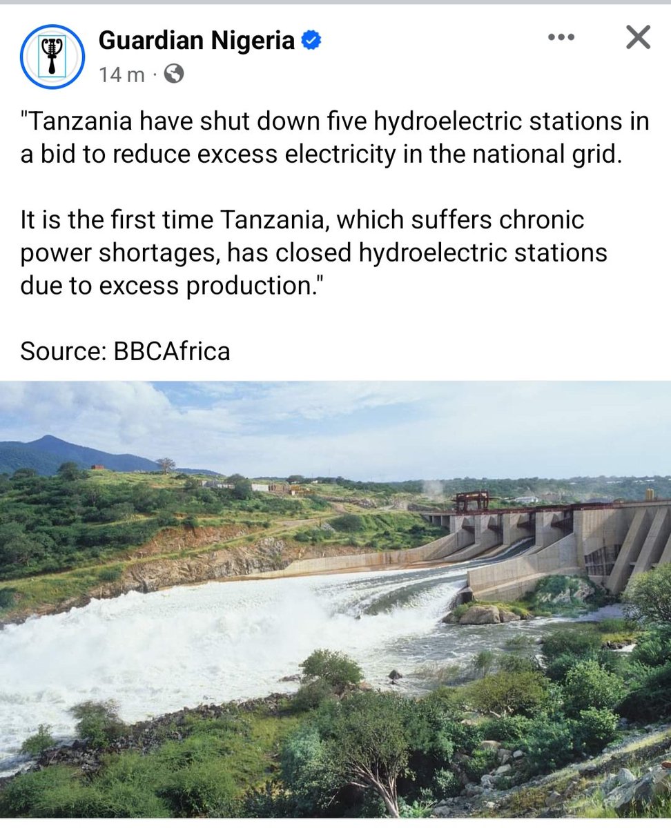 Imagine that Tanzania has to shut down five hydroelectric stations just to reduce excess electricity. 

While nigeria is yet to generate electricity, that will be enough for one community. 

Corruption has killed nigeria . We now live at the mercy of our corrupt politicians and…