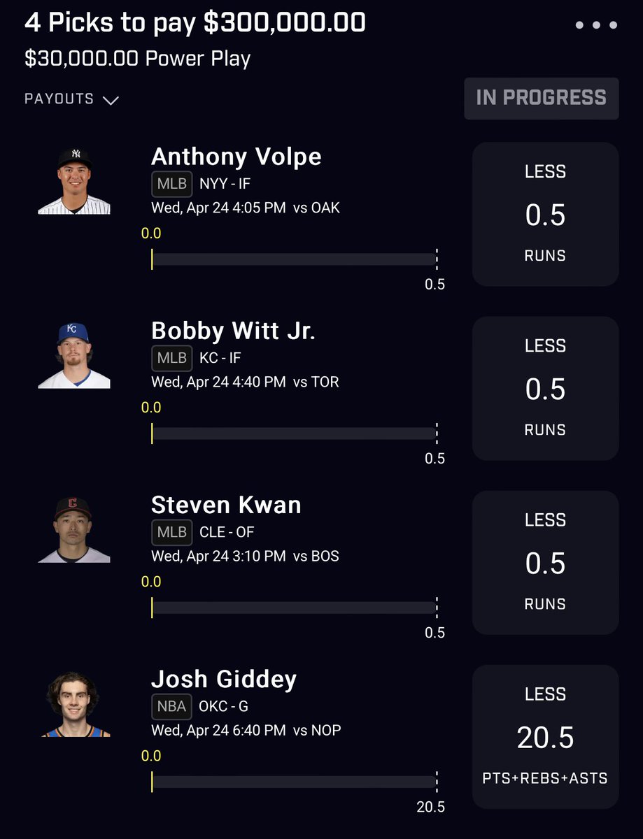 MLB x NBA 10x ☢️ for $300,000💰🪬

None of these guys have gotten a run in 2 games against the team they play today, I think they can allow one more day to be shit