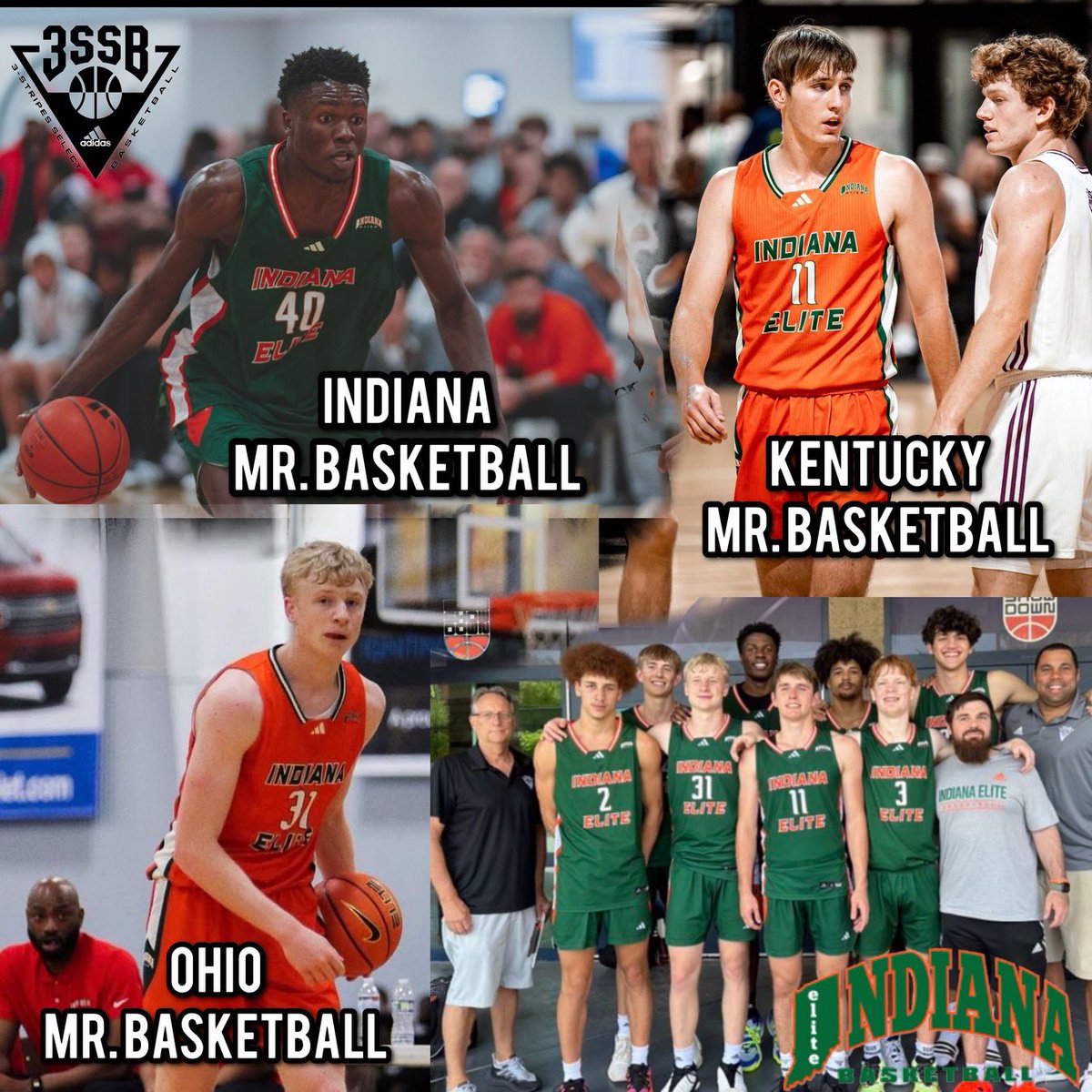 A strong finish for Indiana Elite 2024 as the team finished with THREE MR. BASKETBALL’s! @FBidunga = Indiana @ColinWhite21 = Ohio @Travis_Perry11 = Kentucky Congratulations to all of you for an outstanding high school career!!