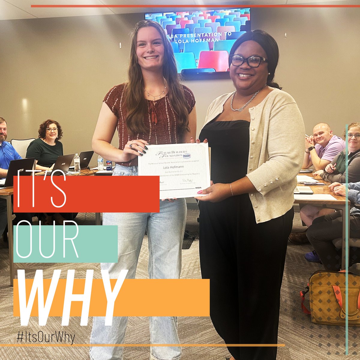 Congratulations to Lola Hofmann of East Buchanan Co. C-1! Lola is the Region 1 winner of the 2023-24 Student Scholarship from the MSBA Foundation (Future Builders). Stay tuned throughout April to find out who won the statewide award! #ItsOurWhy