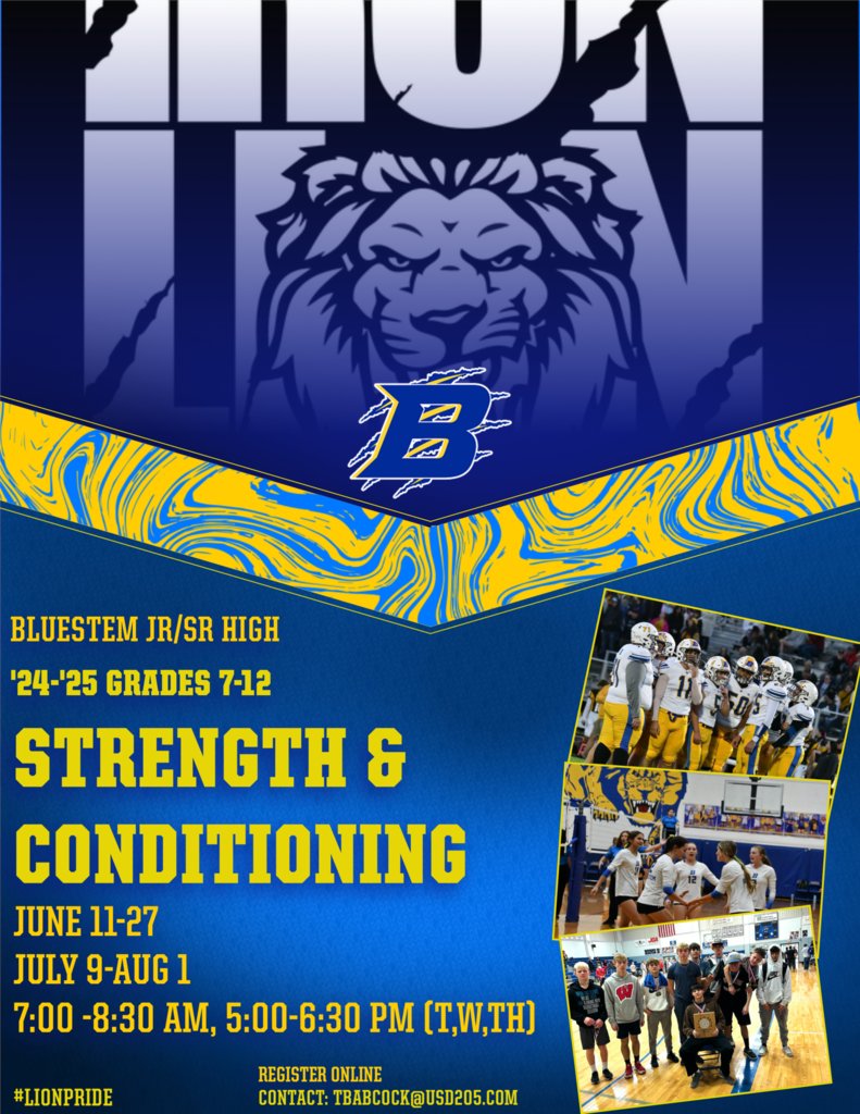 BluestemLions's tweet photo. Summer Weights Registration link: https://t.co/00sFZ4flMB https://t.co/xb560eJbhX