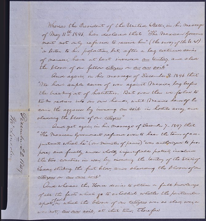 Fighting between Mexican and U.S. troops, #OTD 1846, ultimately led to the Mexican-American War. In this #HouseRecord, then-Representative Abraham Lincoln questioned POTUS Polk's justification for war. #RecordsSearch history.house.gov/HouseRecord/De…