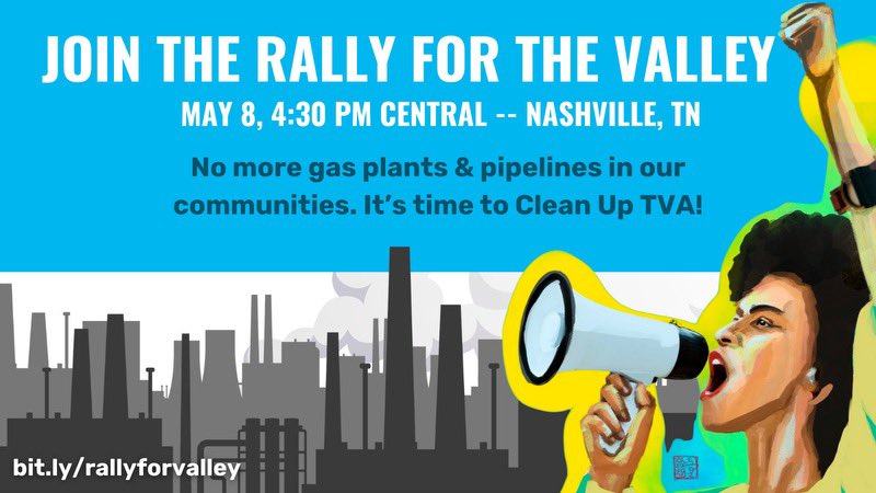 We’re TWO weeks away from the Rally for The Valley to demand a fossil free TVA! JOIN US to call out TVA’s board for building gas when we need to go solar. 🗓March 8 at 4:30pm CT 📍Musician’s Corner, Centennial Park Nashville 🔗bit.ly/rallyforvalley