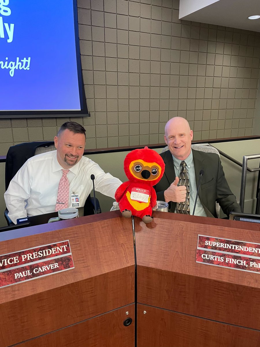 Blaze, our Aspire Phoenix mascot, mingling at the DVUSD Board Meeting last night 🧡👍⭐️☀️🔥 @AspireDvusd @DVUSD #fromkindertocollege