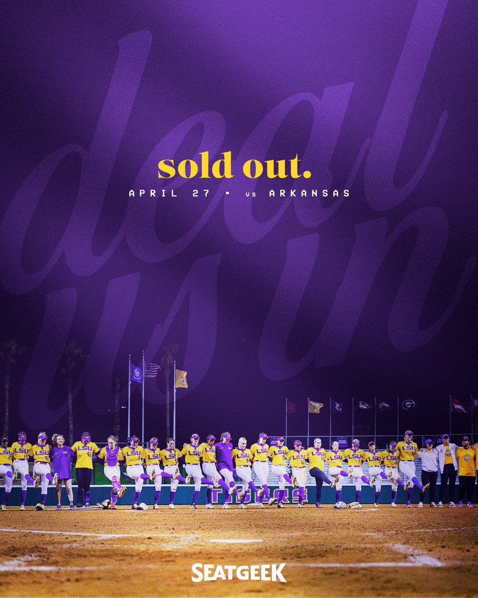 🎟️ Saturday’s Game vs Arkansas is Sold Out! Limited amount of walk-up sales may become available at the Tiger Park box office on gameday. Friday and Sunday tickets still available: lsusports.evenue.net/cgi-bin/ncomme… #DealUsIn