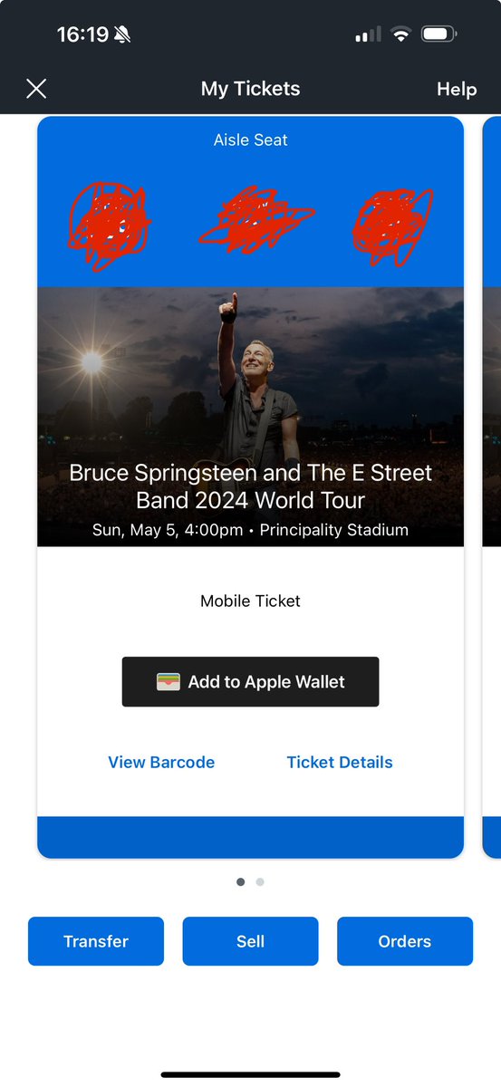 JadePogson_'s tweet photo. @scoupmodels I have the transfer button on mine now before I see the bar code, but the bar code should be revolving, that stops people screenshotting it and using your ticket that’s why you have your transfer :) https://t.co/9PXoLFz0Un
