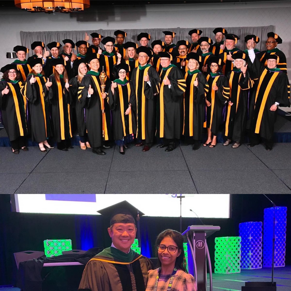 Todays #ACR2024 pic is of convocation. The ceremony where we induct the new fellows and celebrate other award winners. Top pic is the most recent slate of Board of Chancellors. Bottom is my mentor who introduced me to organized medicine.