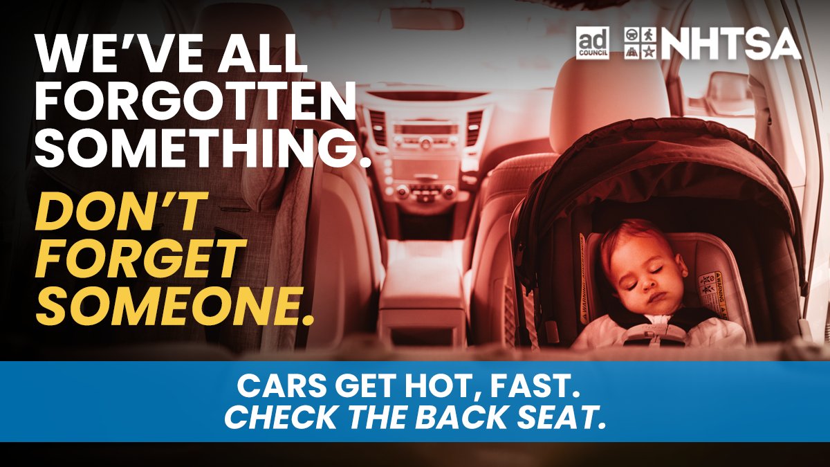 Every year, dozens of children are forgotten in the back seat of a car by a parent or caregiver. All NEVER thought it could happen to them. Don’t let this preventable tragedy happen to your family. #CheckTheBackSeat