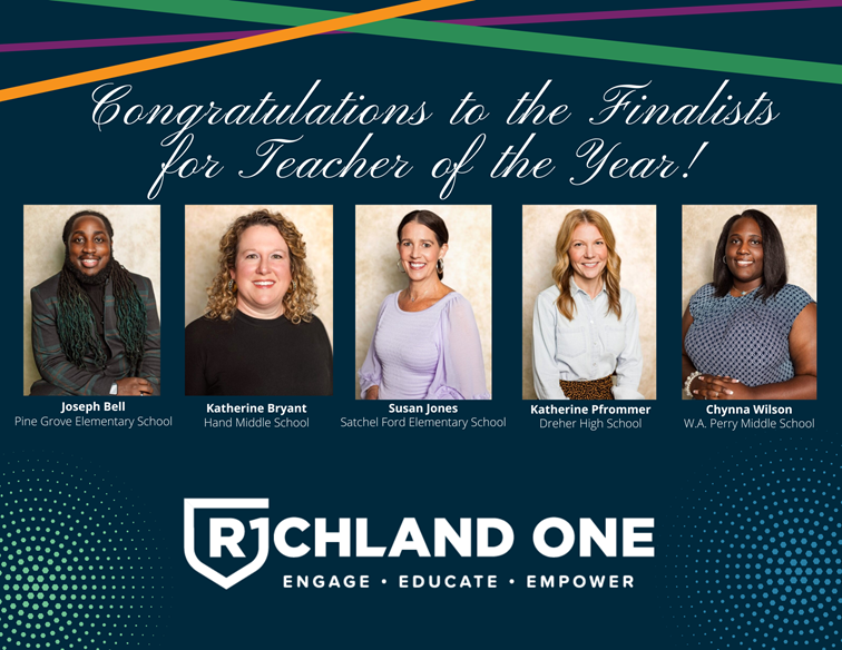 Superintendent Dr. Craig Witherspoon has announced the five finalists for 2024-2025 Richland One Teacher of the Year. The award winner will be announced May 10 during Celebration 2024. Please join us in congratulating all of the finalists! #TeamOne #OneTeam