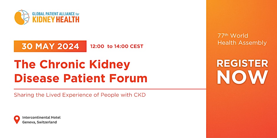 GloPAKH will host a #WHA77 side event where stakeholders will discuss the lived experience of people with #CKD and the perspectives of policymakers and @WHO. Don't miss this opportunity to advocate #ForKidneyHealth▶️bit.ly/44631Es 🗓️Thursday, May 30 ⏰12-2PM CEST