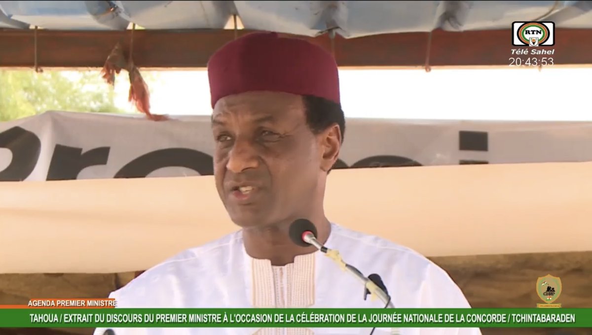 #Niger🇳🇪 - CNSP-appointed Prime Minister Ali Lamine Zeine arrived this morning in #Tahoua with the Gov. Boeing 737-75U(BBJ) (reg. 5U-GRN) and other CNSP members to celebrate the 'Journée nationale de la Concorde' in Tchintabaraden. They returned this evening to Niamey.