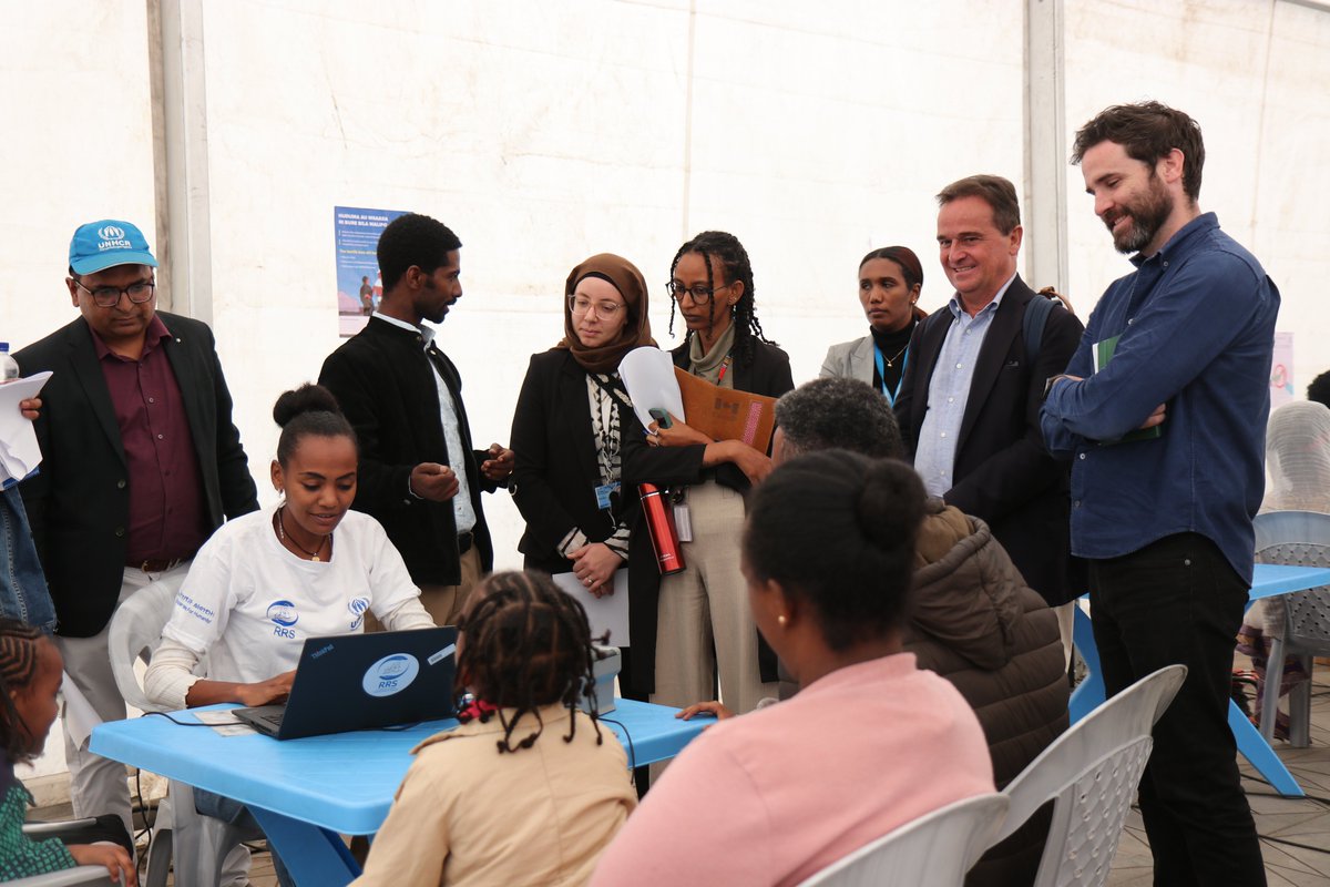 UNHCREthiopia's tweet photo. The delegation visited @RRSEThiopia's registration facilities, where RRS is issuing IDs supporting refugees’ inclusion to national system. At UNHCR’s Resettlement house, they learnt how we are working with governments to ensure refugees are safely resettled to other countries. https://t.co/ObcO5wnTVl
