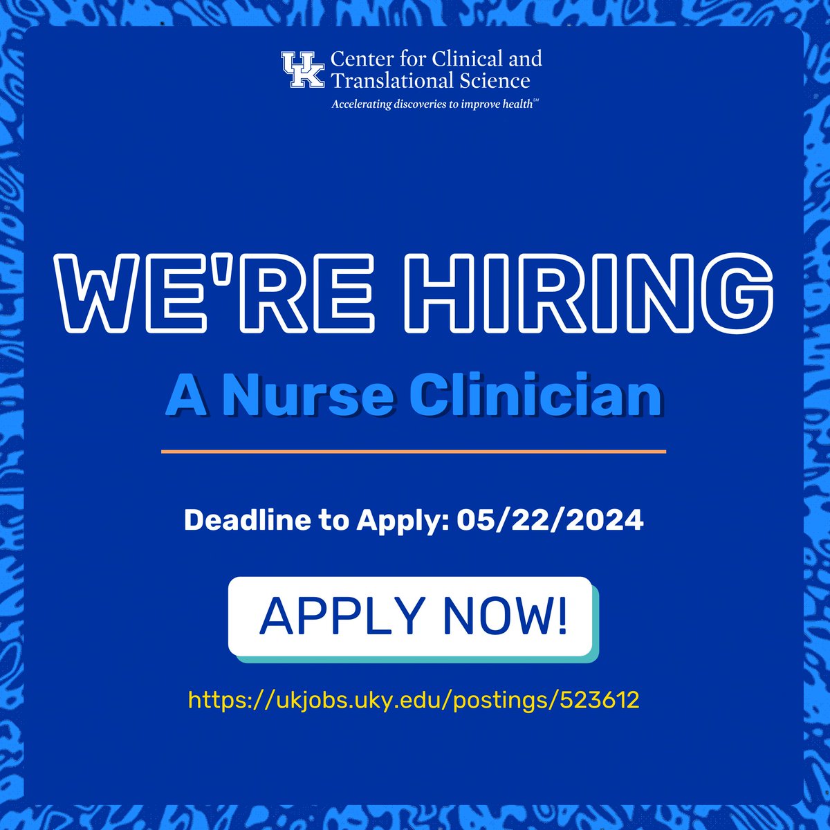 📣We are currently seeking a dynamic Nurse Clinician to join our fast-paced research center at the University of Kentucky in Lexington. 🗓️ Deadline to apply: 05/22/2024 To learn more or to apply click here: ukjobs.uky.edu/postings/523612