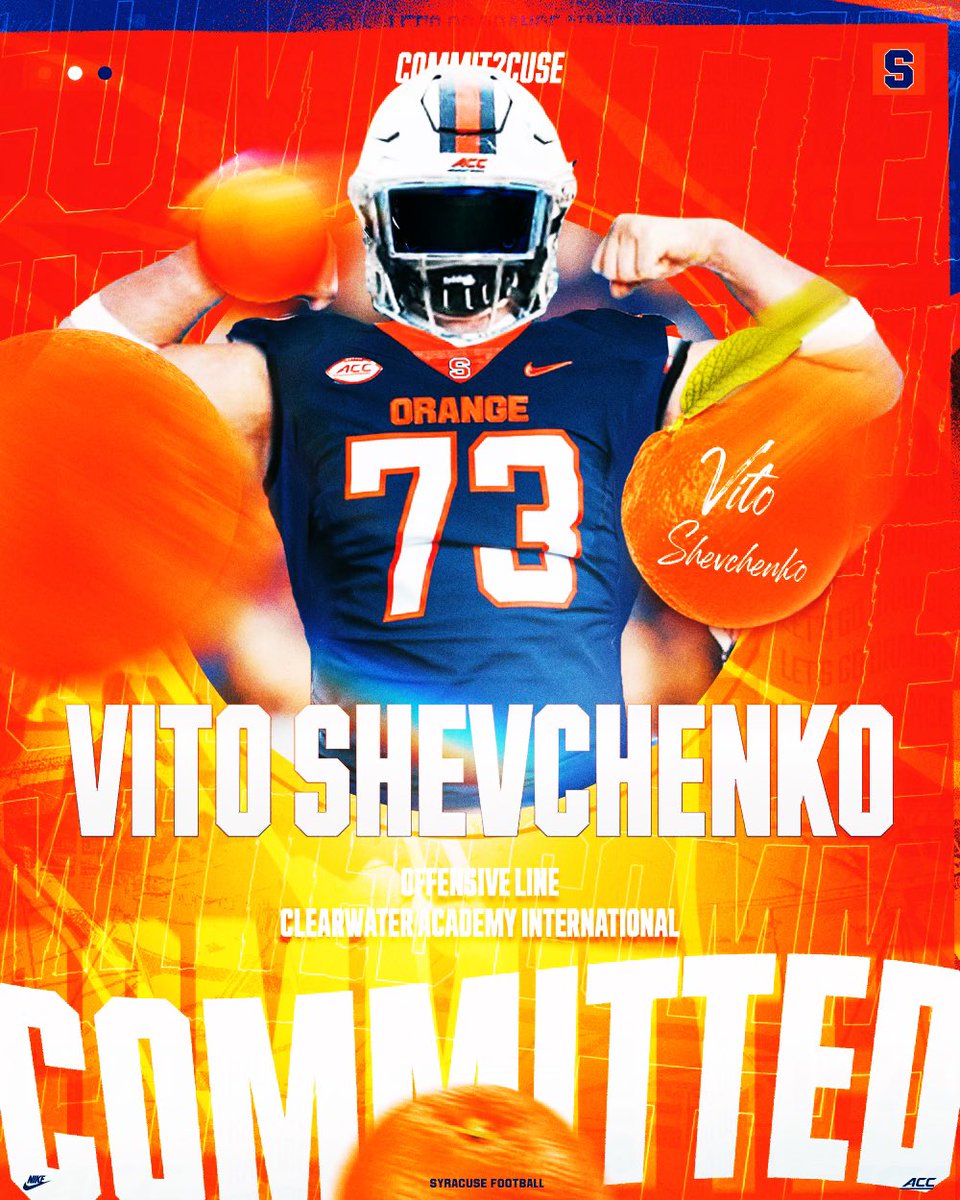 I am beyond blessed to announce that I’m 1000% COMMITTED TO SYRACUSE UNIVERSITY in the 2024 class🍊🍊🍊 #DART @CuseFootball @FranBrownCuse @drwilliams131 @CoachDScott1 @CoachMeyerCAI @CoachJesse18 @CoachJohnsonCAI #Trenchmafia