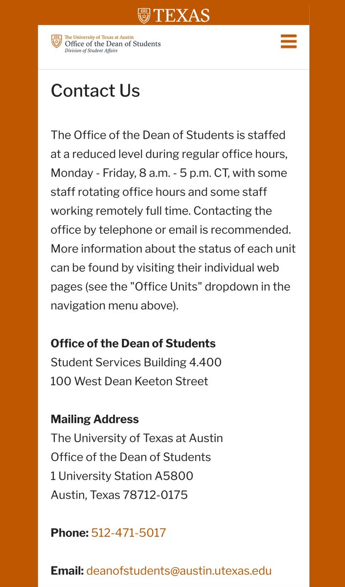 Hey whatever you do, please DO NOT contact the dean of students office at UT at their email deanofstudents@austin.utexas.edu to voice your displeasure over them violating students’ first amendment rights to a peaceful protest!