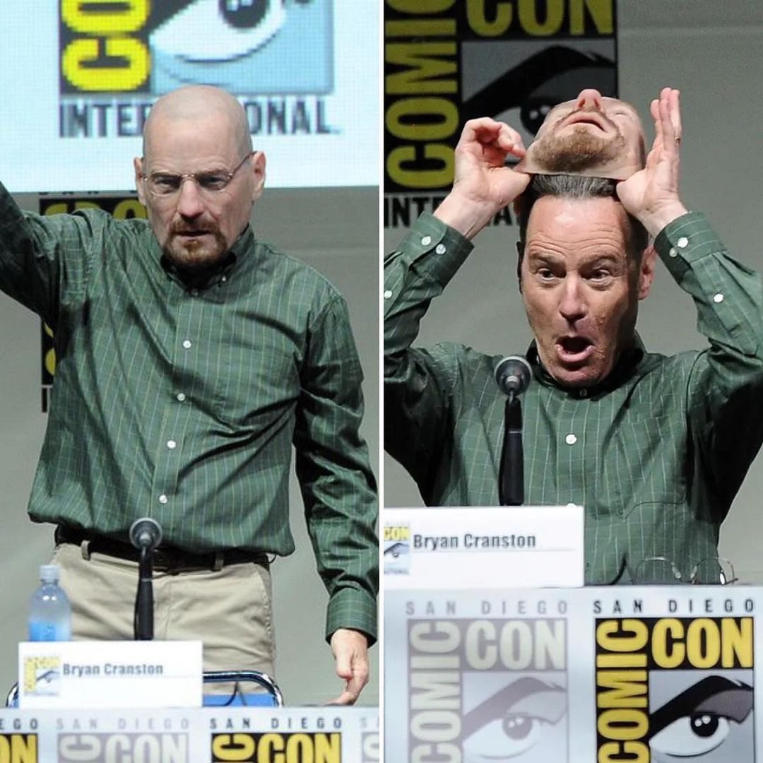 At Comic-Con 2013, Bryan Cranston walked around wearing a “Walter White” mask. People had no idea it was him!