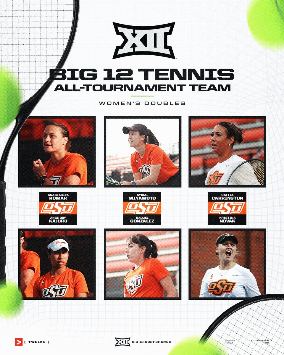 We've got a whole lotta orange in our Big 12 Women's Tennis Championship All-Tournament honors 🤠