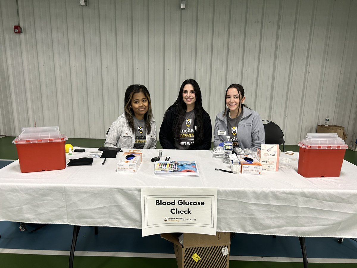 Some of our students in our health sciences held a community heath fair today in Fort Wayne. I love that we have community service in our programs. It was a great event and I ran into one of my classmates, now an MU alum! 🖤💛