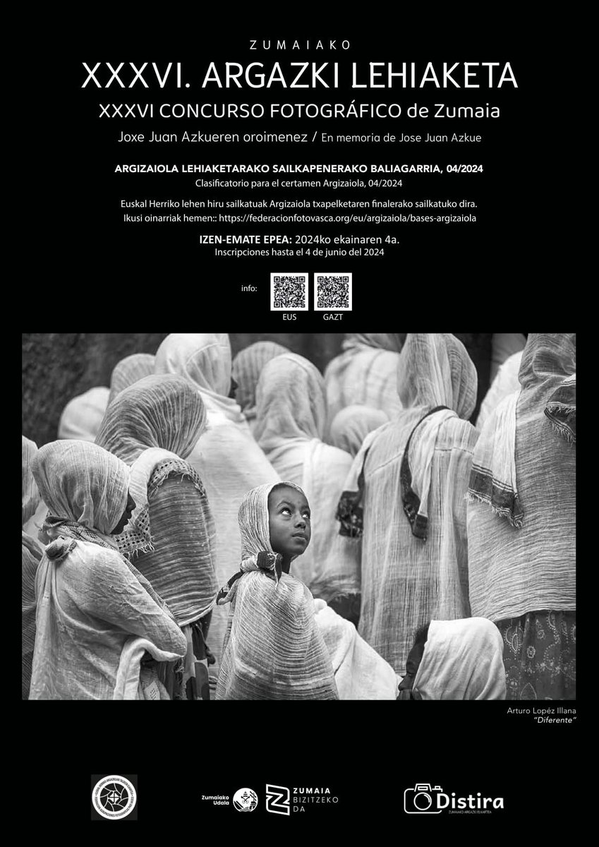 DistiraElkartea's tweet photo. XXXVI CONCURSO FOTOGRÁFICO DE ZUMAIA
CLASIFICATORIO PARA EL CERTAMEN ARGIZAIOLA, 004/2024

Toda la información del concurso e inscripciones en:
https://t.co/5PjVL9zdlV https://t.co/k9s5E0isoo