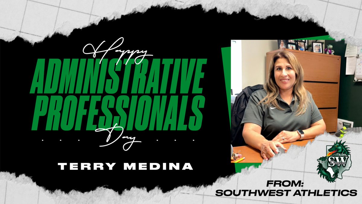 Terry Medina, you are GREATLY APPRECIATED for all that you do for all of our Southwest Dragon Coaching Staff and our Dragon Athletes! You are the BEST!! Happy Administrative Professionals Day!! #WeAreSW