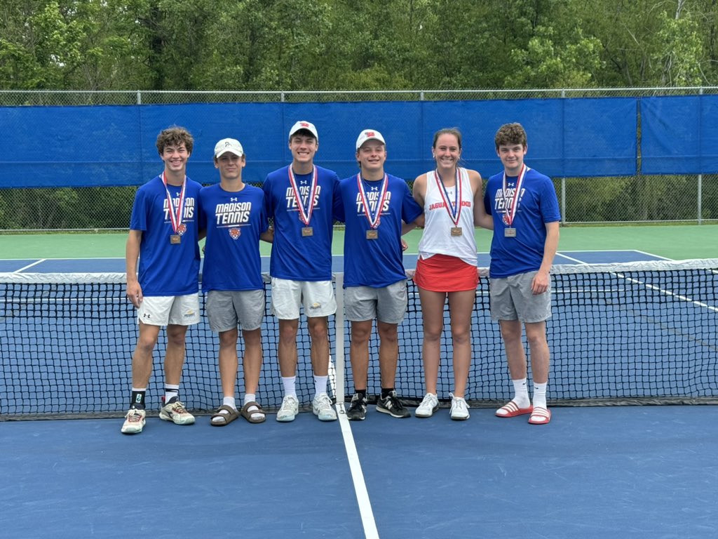 Boys Doubles Champs, Boys Doubles Runners-Up, Girls Singles Champ, and Boys Singles Champ!! A GREAT day to be a Jaguar!! #BCBW