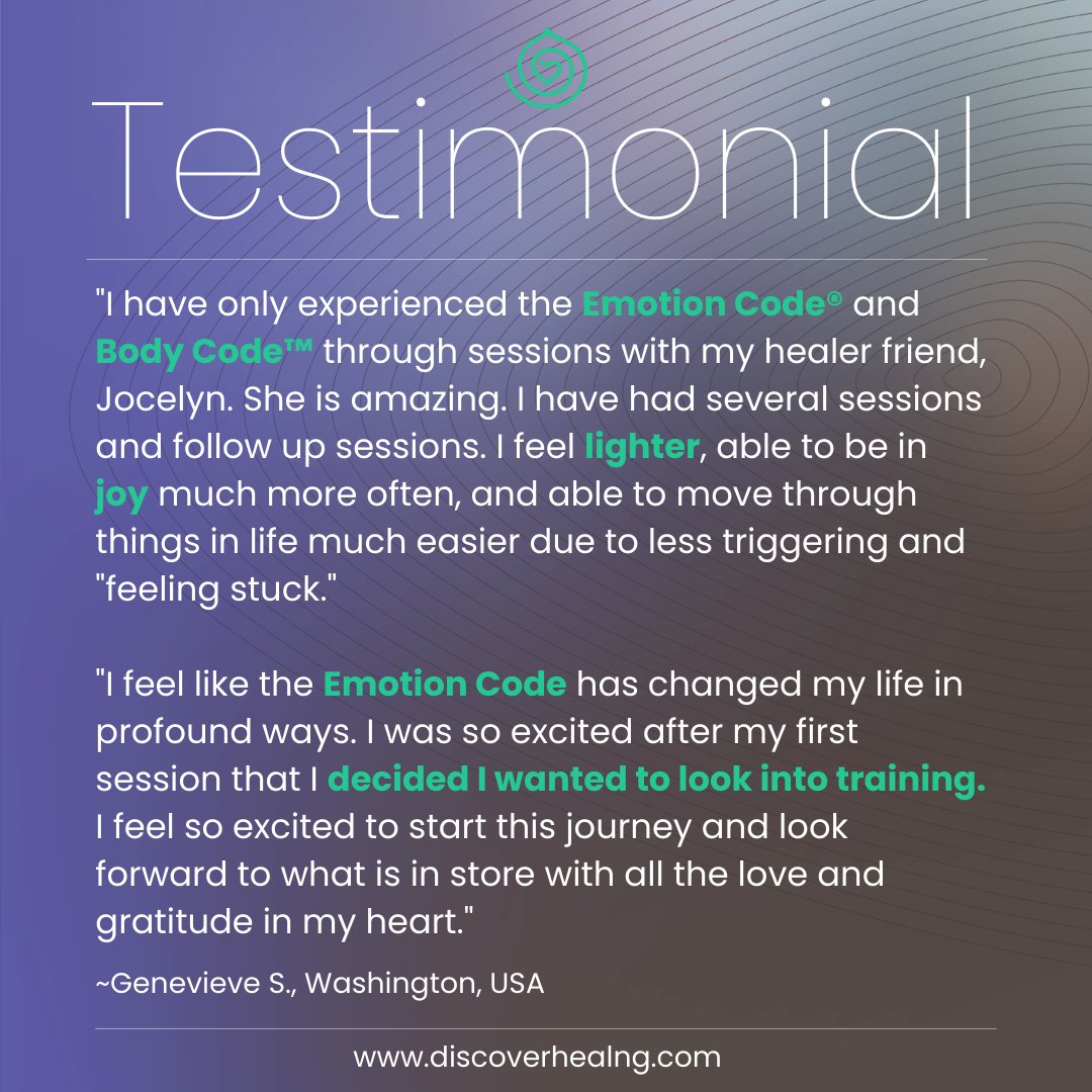 DiscHealing's tweet image. What encouraged you to become a Certified Practitioner? ⭐

We love it when people experience the power of The Emotion Code and feel empowered to go on to become practitioners themselves! Share your journey with us #discoveremotioncode #discoverbodycode #discoverbeliefcode