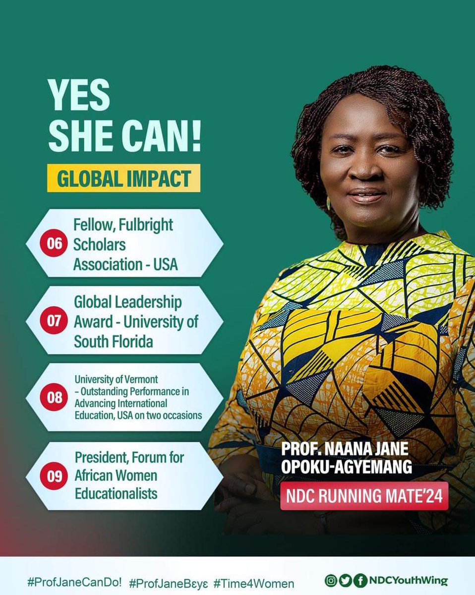 Prof. Naana as vice president will inspire the girl child to aspire to the highest office of the land. @OpokuProf @NJOAgyemang @ndcrw_ofk @Ndcpidgintweets @ndccommbureau @ndc