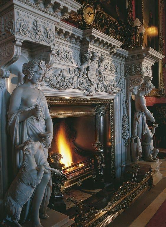 Fireplace at Alnwick Castle, Northumberland, England.
