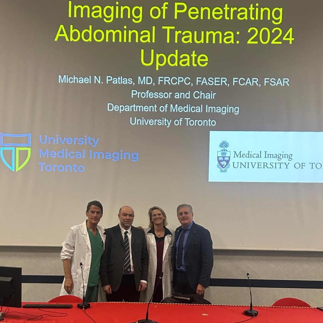 MI Professor & Chair Dr. Michael Patlas visited the Universita Cattolica del Sacro Cuore in Rome today as Visiting Professor to present 'Imaging of Penetrating Abdominal Trauma: 2024 Update.' Thanks for representing the Department across the globe, Dr. Patlas!