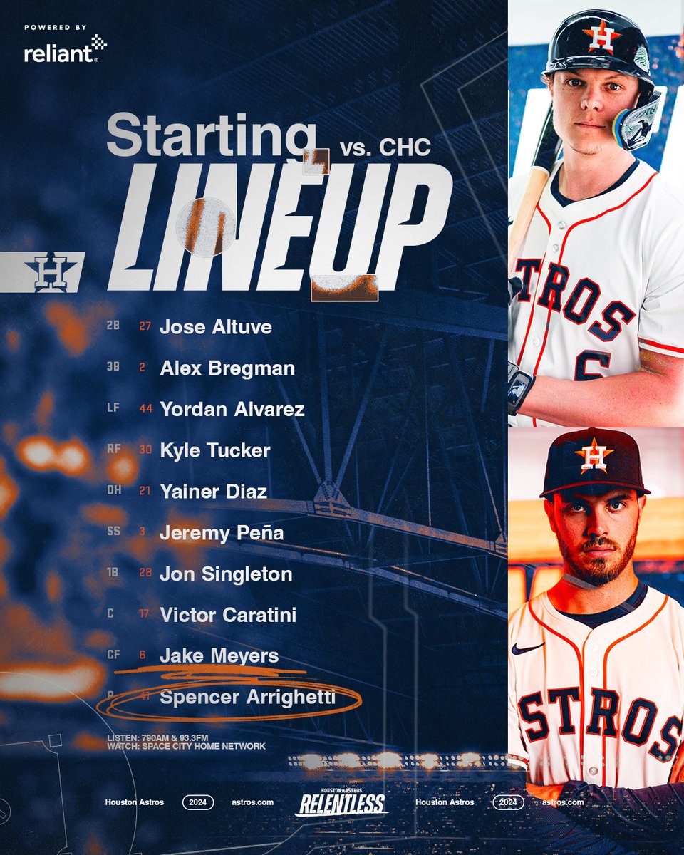 Spaghetti Day.

⚾️: 6:40pm
📺: <a href="/SpaceCityHN/">Space City Home Network</a> 
🎙️: <a href="/SportsTalk790/">SportsTalk 790</a> | Spanish: 93.3 FM

#Relentless x <a href="/reliantenergy/">reliantenergy</a>