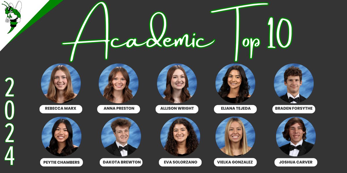 Congratulations to Azle High School's Class of 2024 Academic Top 10! 🎓💚 #WeAreAzle #HornetPride #ClassOf2024