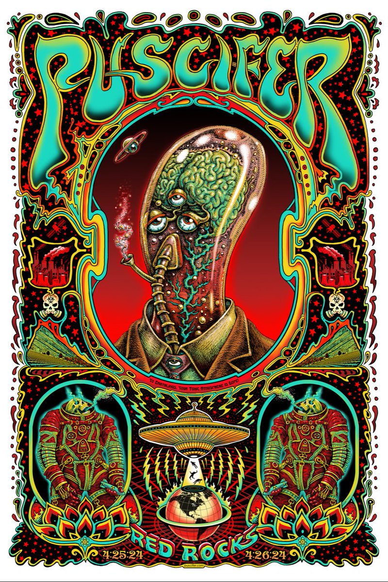 Tonight's poster for Morrison, CO is designed by @EmekStudios. A limited edition of 300 regular 16”x 24” posters will be available at the merch booth. Check out more of Emek’s work at emek.net