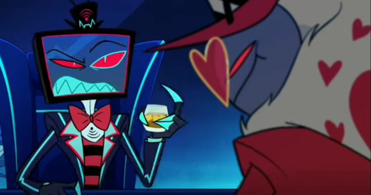 While I think Val is smart in his own way I don’t think he’s INTELLIGENT. He’s good at what he does but once work is over and he’s alone with Vox he tunes out completely/ his brain is OFF. that’s why I HIGHLY doubt he’s manipulating Vox into anything. #HazbinHotelValentino