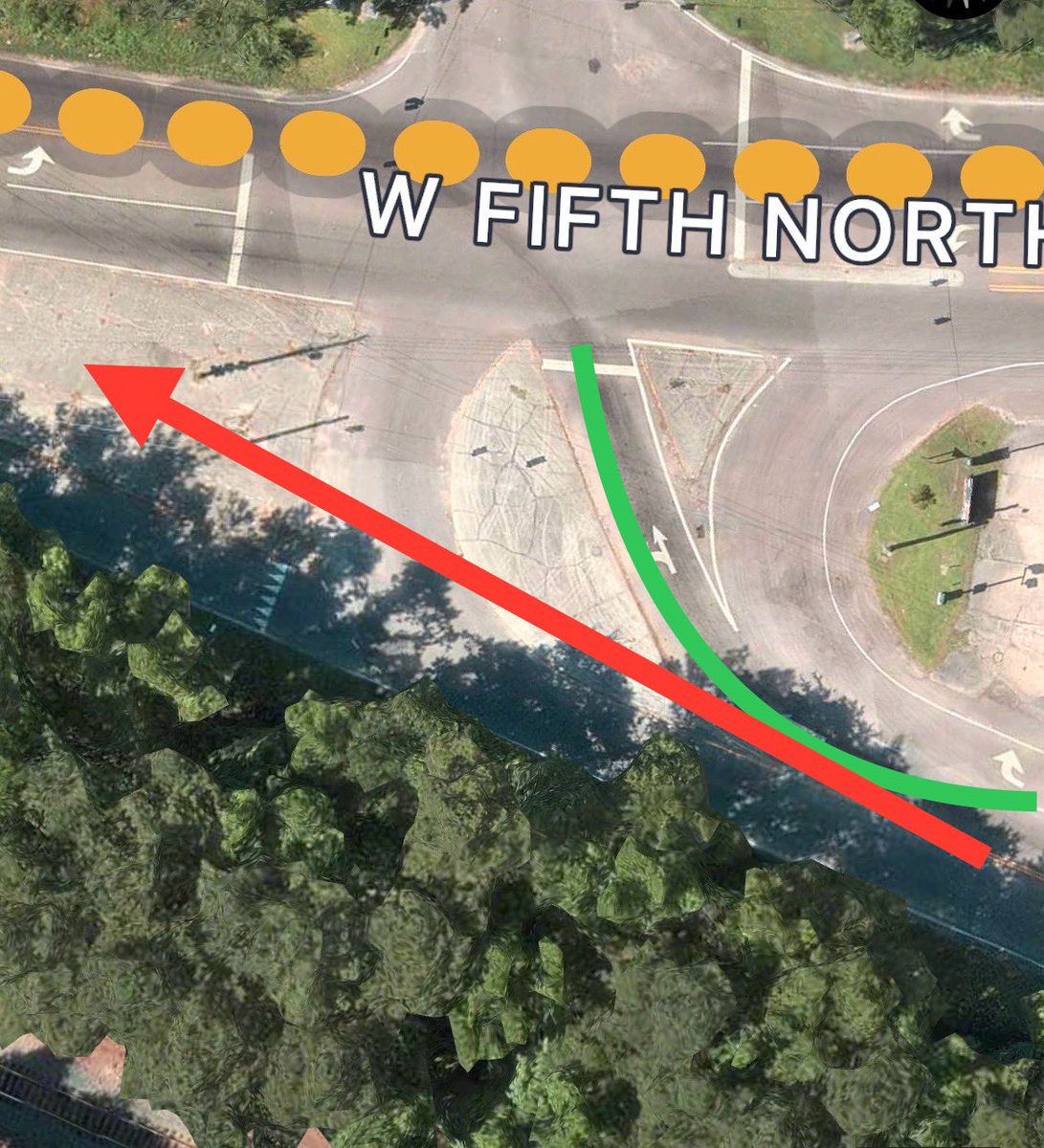 Distracted Driving? The driver of this vehicle had a dog on their lap. The vehicle failed to negotiate the right hand curve, drove over a raised concrete median, across the roadway for opposite traffic and onto another raised concrete median before coming to a sudden stop.