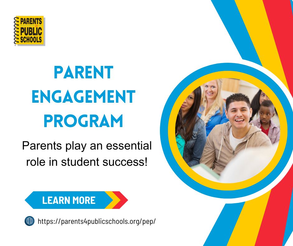 We offer three distinct, highly interactive Parent Engagement Programs (PEP) to help parents learn how to positively influence their children for success, beginning at birth. To learn more about PEP, visit: parents4publicschools.org/pep/