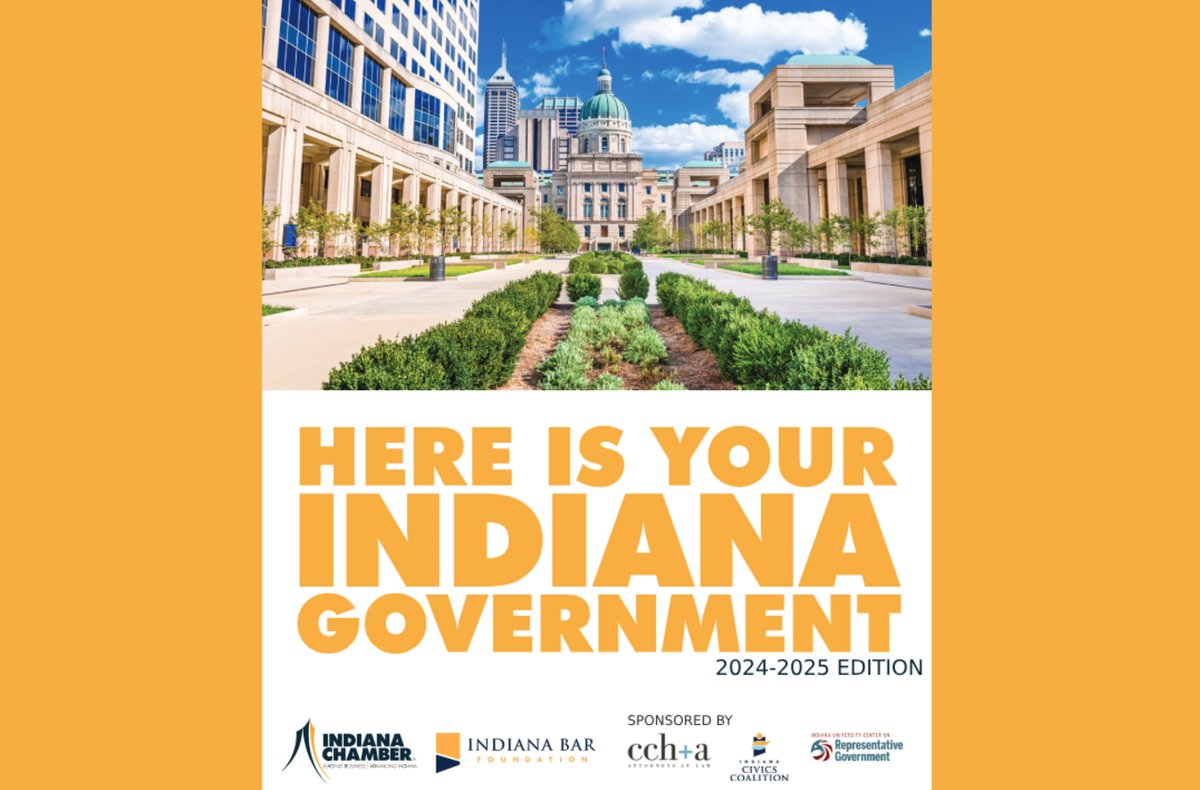 We've partnered with @INBarFoundation to revamp our 'Here Is Your Indiana Government' book with a civics focus for students! The PDF is available at no cost and hard copies can be ordered. Learn more: indianachamber.com/here-is-your-i…